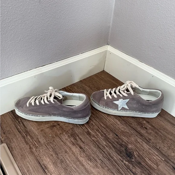 Golden Goose Hi Star Suede Upper Laminated Star Leather Heel Glitter Sneakers - Picture 7 of 10